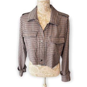 Wild Fable Light Jacket in purple and black plaid style colors in a size large.